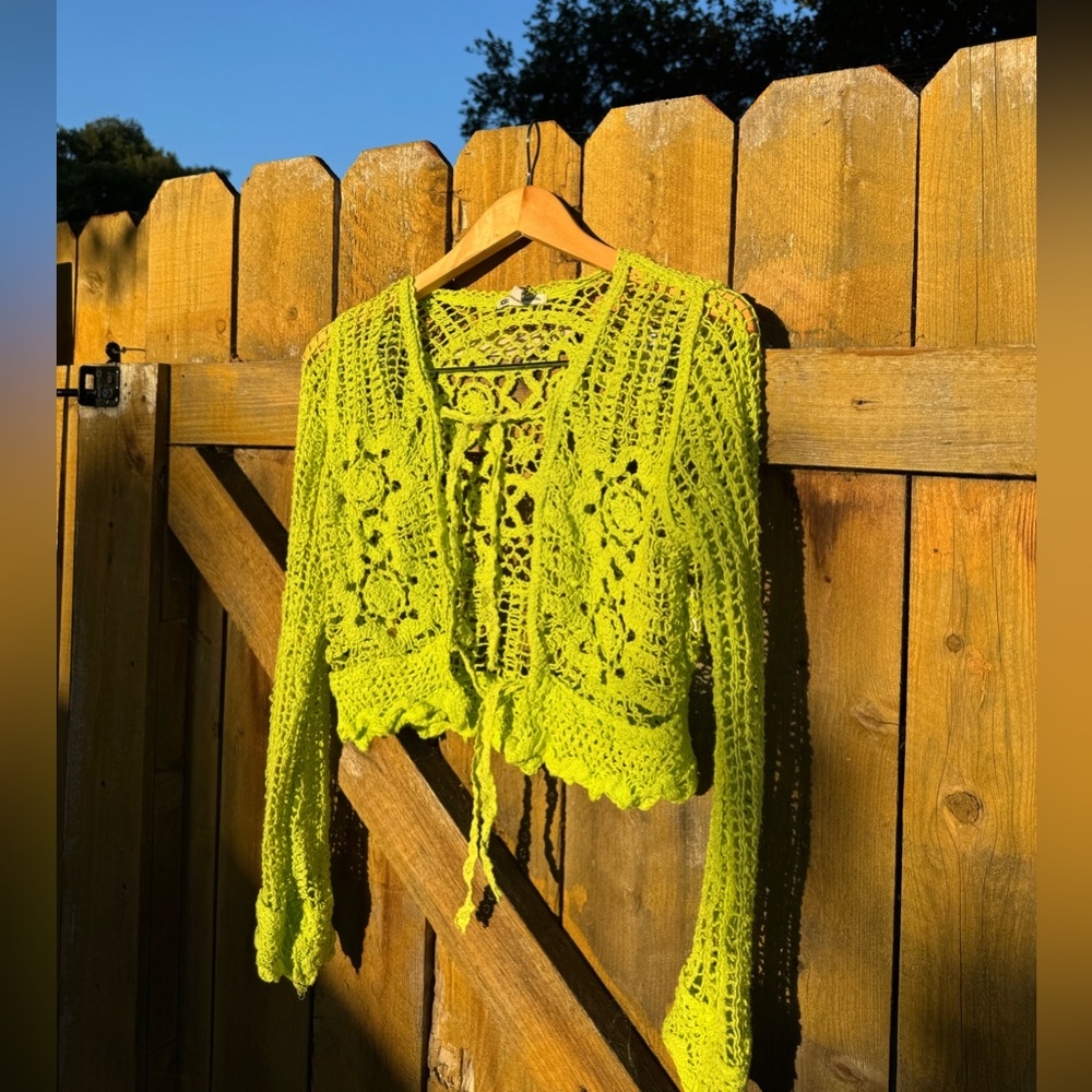 Green crochet cardigan